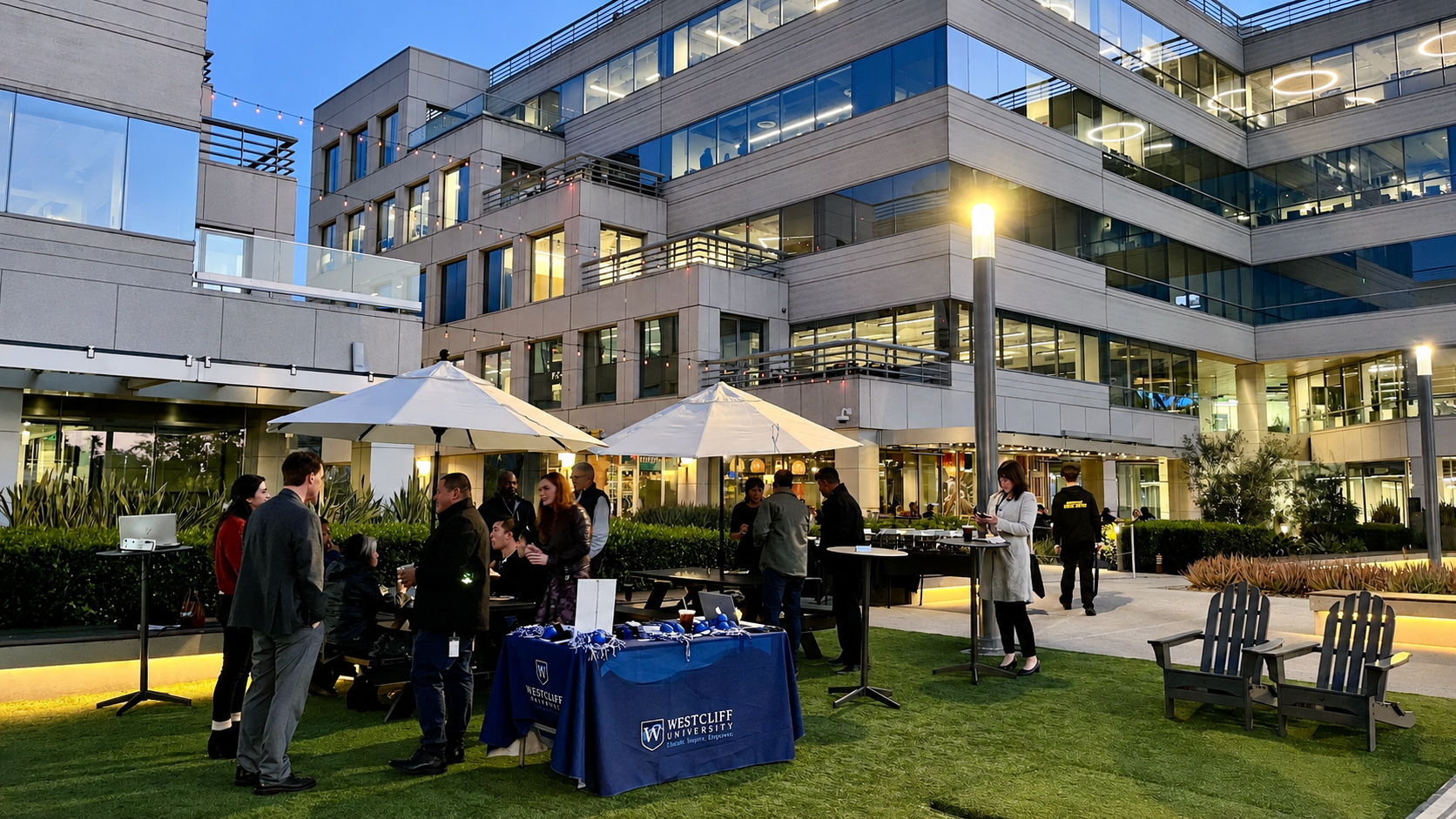 Westcliff University Campus Courtyard at Dusk