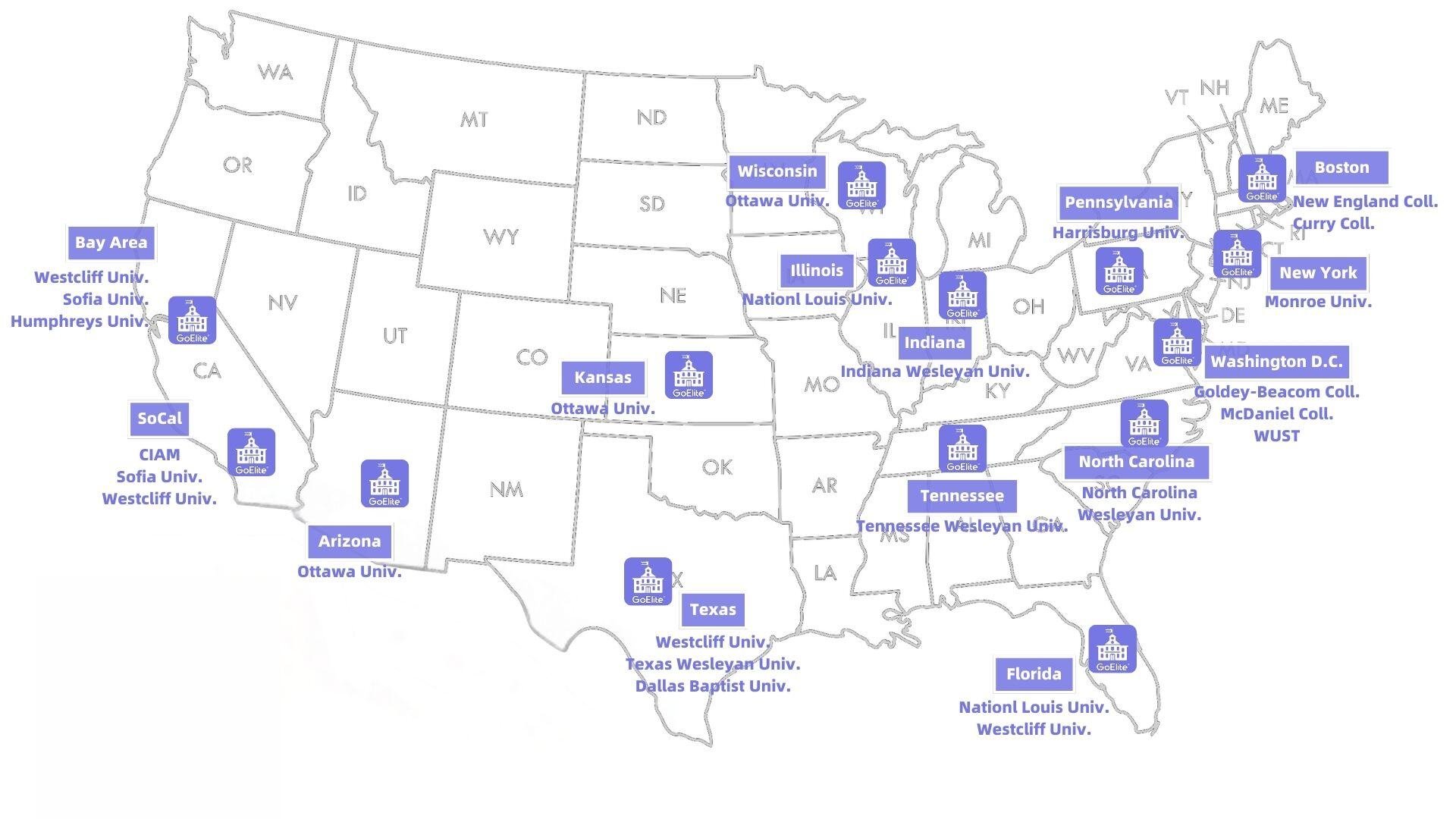 Day 1 CPT Universities Map
